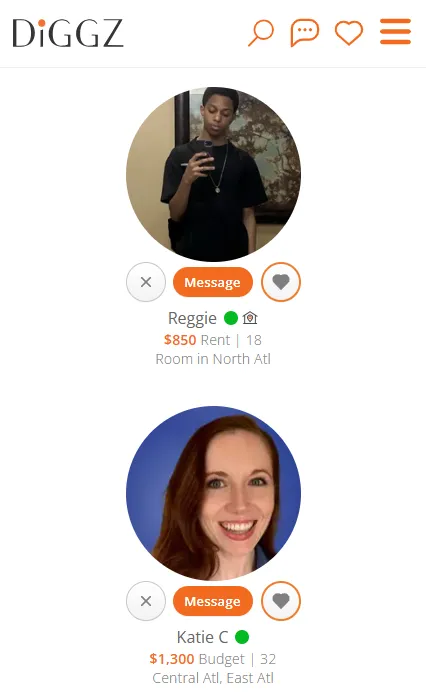 Diggz roommate matches — Connect with Atlanta roommates