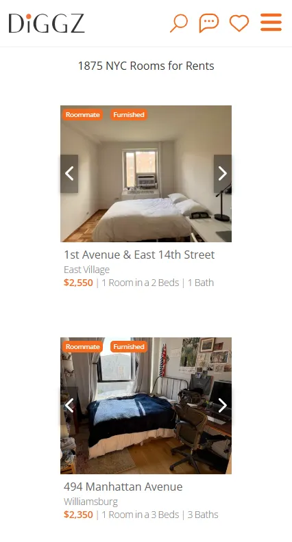 Diggz room listings — Browse NYC rooms for rent