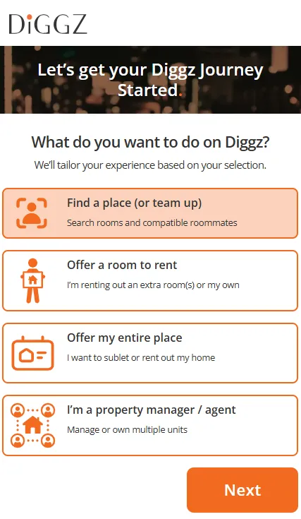 Set up your Diggz profile
