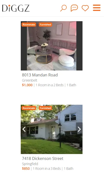 Diggz room listings — Browse Washington DC rooms for rent