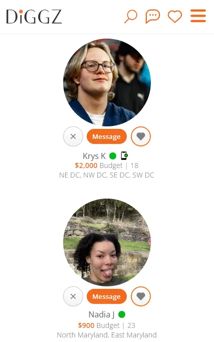Diggz roommate matches — Connect with Washington DC roommates